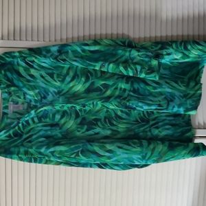 Catherines 3X Green Jungle Style Print Blouse